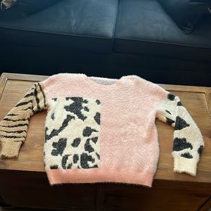Size large animal print/pink heavy sweater